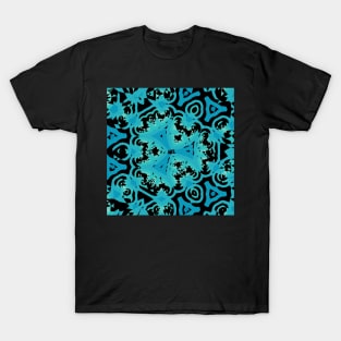 Sketch Kaleidoscope Blue Green Heart Pattern T-Shirt